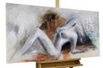 Acrylbild handgemalt Sweet Desire Braun - Grau - Massivholz - Textil - 120 x 60 x 4 cm