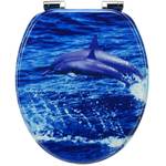 WC Sitz mit Absenkautomatik - Dolphin Blau - Weiß - Holzwerkstoff - 38 x 5 x 44 cm