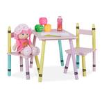3-teilige Kindersitzgruppe bunt Pink - Türkis - Gelb - Holzwerkstoff - 60 x 45 x 40 cm