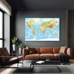 Leinwandbild bunte Weltkarte physische