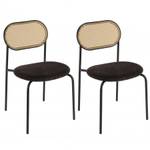 Stuhl und Sessel am Tisch LEA 2er Set Schwarz - Rattan - 48 x 79 x 46 cm