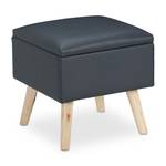 Tabouret avec rangement cuir artificiel Anthracite - Marron clair