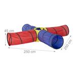 Tente de jeu Tunnel set de 4 tubes Bleu - Rouge - Jaune - Métal - Textile - 250 x 45 x 250 cm