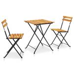 Bistro Set (3-teilig) 3017843 Schwarz - Braun - Massivholz - Holzart/Dekor - 55 x 72 x 55 cm