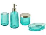 Set accessoires de salle de bain TECATE Bleu - Argenté - Turquoise - Verre - 15 x 21 x 10 cm