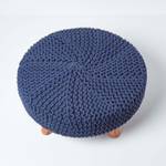 Gestrickter Fußhocker, 30 cm hoch Blau