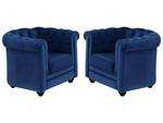 Fauteuil CHESTERFIELD Lot de 2 Bleu - Profondeur : 85 cm