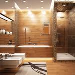Badhängeschrank weiß mit Bambustür Braun - Weiß - Bambus - Holzwerkstoff - 35 x 52 x 20 cm