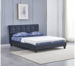 Bett aus schwarzem Kunstleder 140x200cm