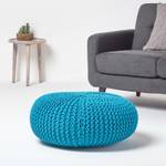 Großer Strickpouf 100% Baumwolle Türkis