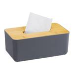 Taschentuchbox Bambusdeckel Braun - Grau - Bambus - Kunststoff - 23 x 10 x 13 cm