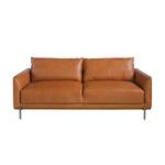 Canapé 3 places en cuir marron Marron - Cuir véritable - Textile - 210 x 83 x 88 cm