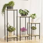 Blumentisch Pelkosenniemi Schwarz - Braun - Metall - Massivholz - Holzart/Dekor - 30 x 90 x 30 cm