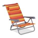 Chaise longue pliante avec repose-tête Orange - Rouge - Jaune - Métal - Matière plastique - Textile - 59 x 78 x 85 cm