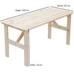 Tisch BERGEN 65x150cm, Kiefer massiv Braun - Massivholz - Holzart/Dekor - 150 x 74 x 65 cm