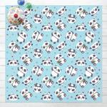 Süße Pandabären mit Herzen Pastellblau Vinyl-Teppich - Süße Pandabären mit Tapsen und Herzen Pastellblau - Quadrat 1:1 - 100 x 100 cm