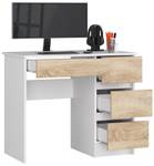 Bureau d'ordinateur A-7 droit CLP Imitation chêne de Sonoma - Blanc