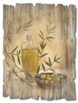Holzbild Oliven und Zitronen