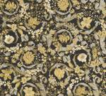 Tapete Versace Blumen Gold Schwarz Schwarz - Gold