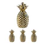 Tirelire ananas doré en lot de 4 Doré - Céramique - Matière plastique - 11 x 24 x 11 cm