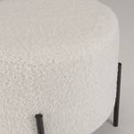 Tabouret rond 40cm tissu bouclette blanc Blanc - Textile - 40 x 40 x 40 cm