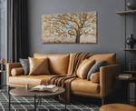 Acrylbild handgemalt Herbstblues Beige - Massivholz - Textil - 140 x 70 x 4 cm
