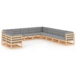 Garten-Lounge-Set (11-teilig) 3009708-2 Grau - Holz