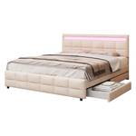 Lit double M096 Beige - Bois manufacturé - 184 x 98 x 203 cm