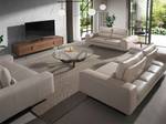 3-Sitzer-Sofa aus Leder und Stahl Grau - Echtleder - Textil - 233 x 87 x 112 cm