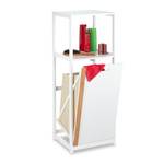 Badregal mit Wäschekorb Beige - Braun - Weiß - Bambus - Holzwerkstoff - Kunststoff - 36 x 98 x 30 cm