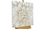 Acrylbild handgemalt Alabaster Dahlia Beige - Massivholz - Textil - 80 x 80 x 4 cm