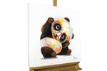 Acrylbild handgemalt Hipster Panda Massivholz - Textil - Holz teilmassiv - 60 x 60 x 4 cm