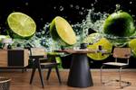 Papier Peint Citrons Verts Fruit Eau 3D 180 x 120 x 120 cm