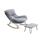 Relaxstuhl Holz Sessel mit Hocker Grau