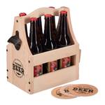 Bierträger aus Holz mit Flaschenöffner Schwarz - Braun - Holzwerkstoff - Metall - 29 x 30 x 16 cm