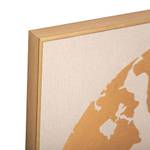 Bild Weltkarte, 58 x 58 cm, golden Beige - Holzwerkstoff - 58 x 4 x 58 cm