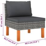 Garten-Sofa-Set (6-teilig) 3009634-14 Grau - Metall - Polyrattan - Holzart/Dekor - 61 x 67 x 65 cm