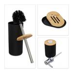 6 accessoires salle de bain en bambou Noir - Marron clair