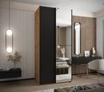 Armoire Lux 3 Noir - Imitation chêne - Largeur : 120 cm