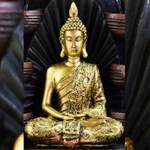 Sanci Buddha-Statue Gold - Polyrattan - 8 x 18 x 13 cm