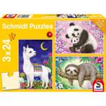 Puzzle Panda Lama Faultier 3x24 Teile Papier - 20 x 4 x 28 cm