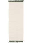 Tapis de couloir en laine Gitta Vert - Blanc - Fibres naturelles - 70 x 1 x 200 cm