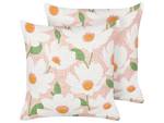 Coussin décoratif JATROPHA Vert - Orange - Rose foncé - Blanc