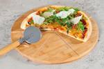 Pizzateller mit einem Messer, Pizzabrett Beige - Bambus - 32 x 2 x 32 cm