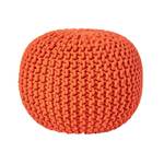 Runder Strickpouf 100% Baumwolle Orange