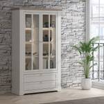 Vitrine 2 portes 2 tiroirs LED - ANGELE Beige - Bois manufacturé - 125 x 210 x 45 cm