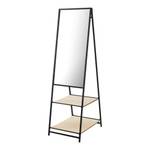 Miroir sur pied avec deux étagères Noir - Métal - 44 x 151 x 60 cm