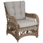 Fauteuil en poelet gris avec coussins Ki Rotin - 74 x 90 x 88 cm