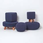 Großer Strickpouf 100% Baumwolle Blau