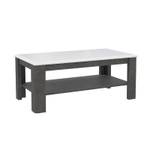 Table basse bois blanc et gris - CALVI Blanc - Pierre - 110 x 45 x 60 cm